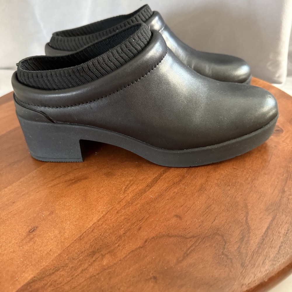 Abeo Capital Black Leather Round Toe Slip-On Clog Orthotic Shoes Women's‎ Size 8